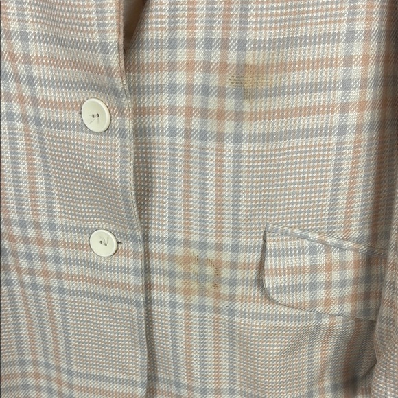 Vintage Virani Cream Plaid 100% Wool Blazer with Windowpane Pattern Size 12 - Picture 12 of 12